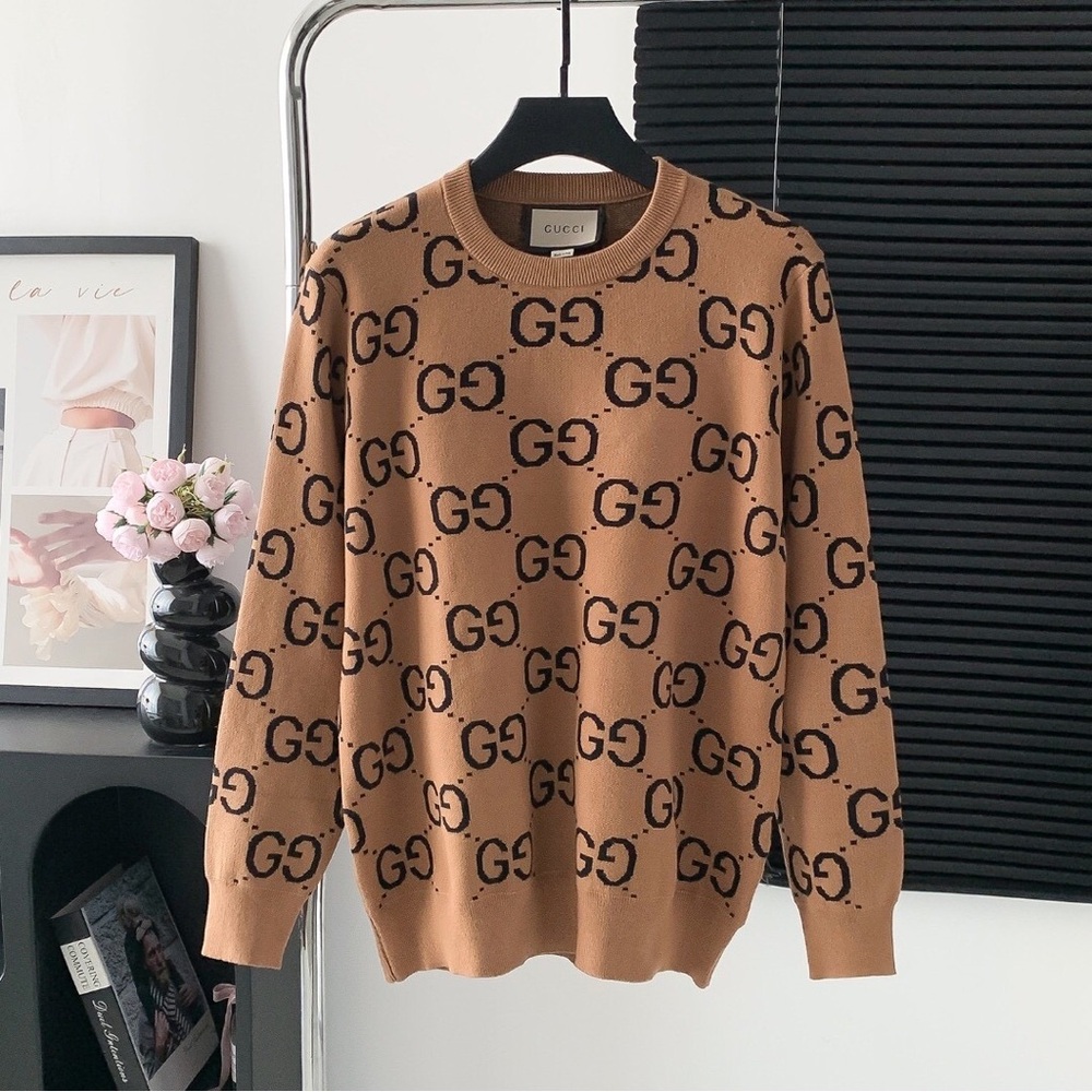 Gucci Tan GG Pattern Sweater